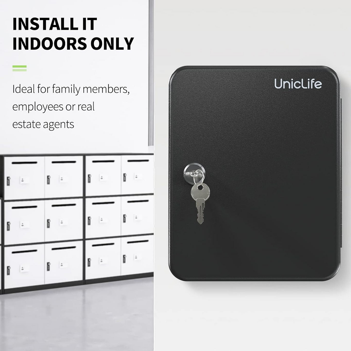 Brand New Uniclife 48-Key Steel Key Cabinet with Combination Lock Wall Mounted with Resettable Code Black