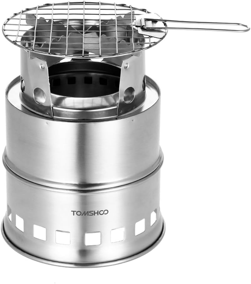 BNIB Camping Wood Stove, Can Burn Dry Branches or Alcohol, Collapsible SS Backpack Stove