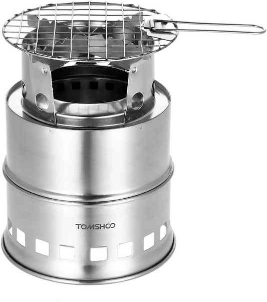 BNIB Camping Wood Stove, Can Burn Dry Branches or Alcohol, Collapsible SS Backpack Stove