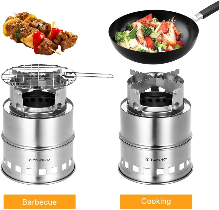 BNIB Camping Wood Stove, Can Burn Dry Branches or Alcohol, Collapsible SS Backpack Stove