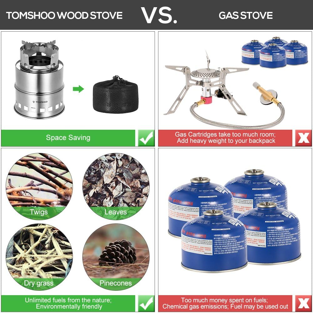 BNIB Camping Wood Stove, Can Burn Dry Branches or Alcohol, Collapsible SS Backpack Stove