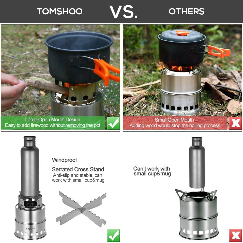 BNIB Camping Wood Stove, Can Burn Dry Branches or Alcohol, Collapsible SS Backpack Stove