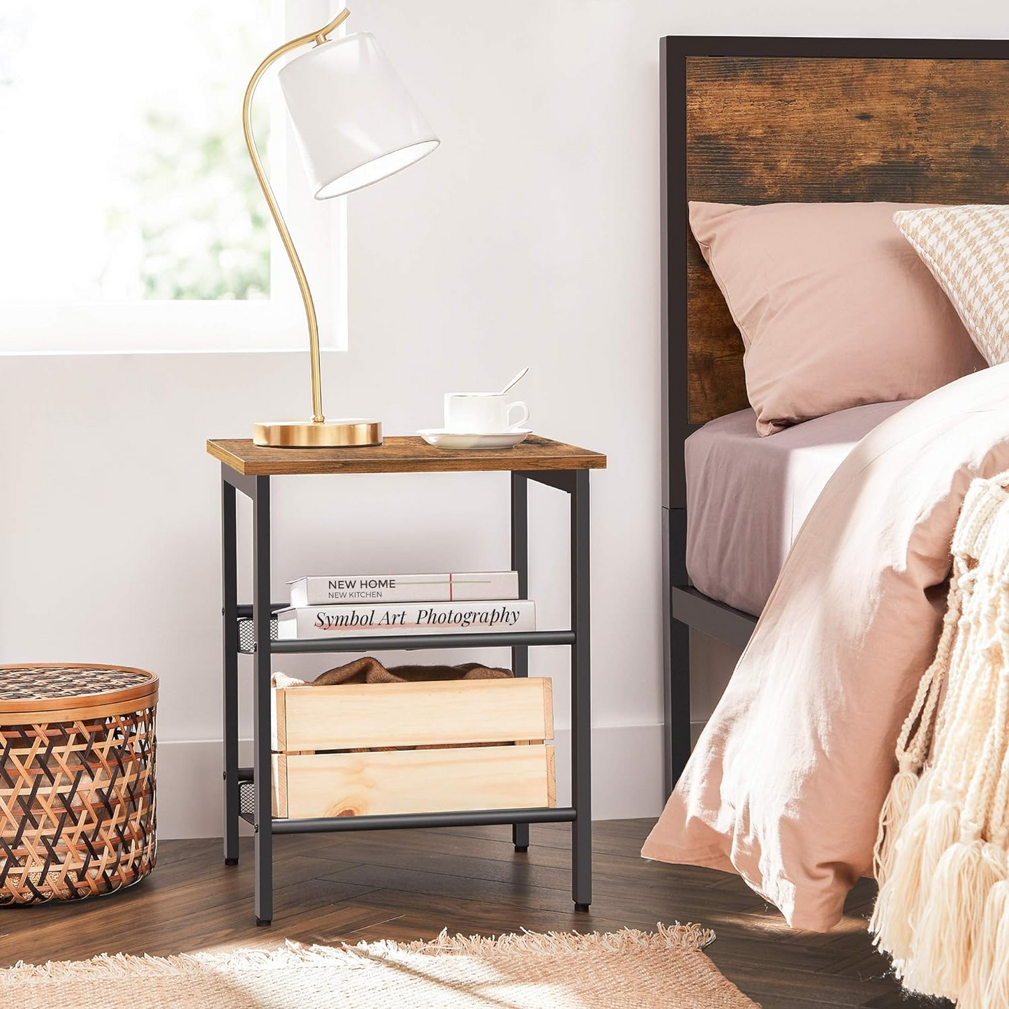 Brand New 2-piece side table set with adjustable mesh for living room, bedroom, -$70/set (2pcs)