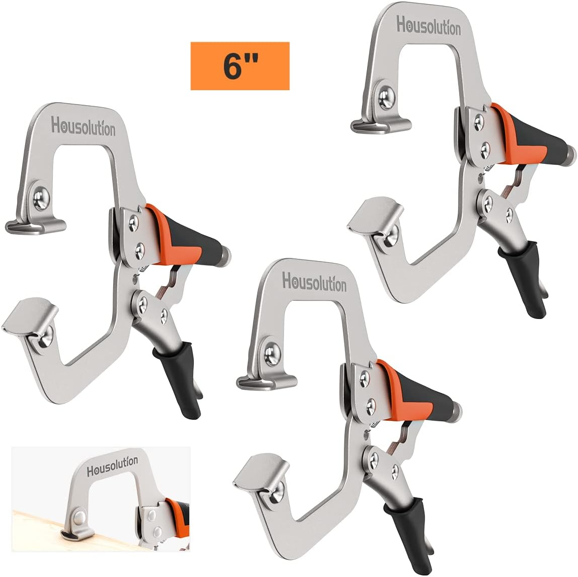 Brand New-Housolution C-clamp with swivel pad, [3-piece pack] 6-inch heavy duty black and orange, -$15/3pcs
