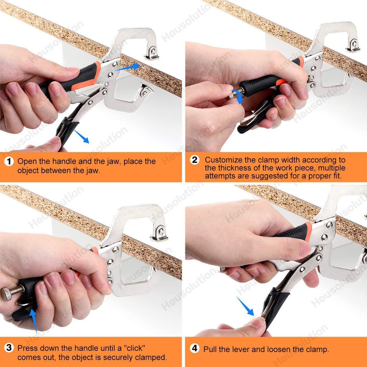 Brand New-Housolution C-clamp with swivel pad, [3-piece pack] 6-inch heavy duty black and orange, -$15/3pcs