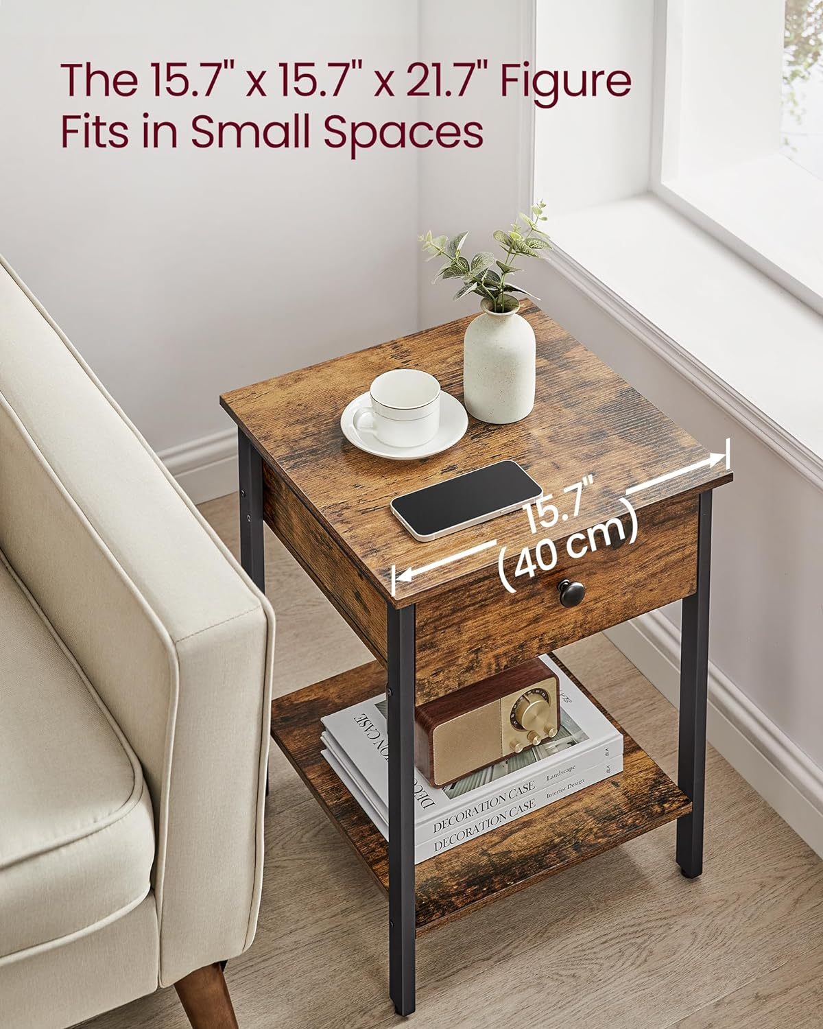 Brand New-Nightstand,End Tables,Side Tables with Drawer and Shelf, -$80/set (2pcs)