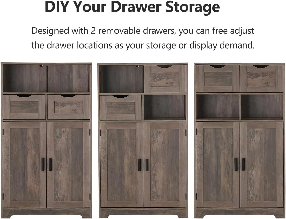BNIB-Storage Cabinet w/2 Drawers,2 Doors & Adjustable Shelf, F/Living Room,Bedroom,Kitchen,Bathroom