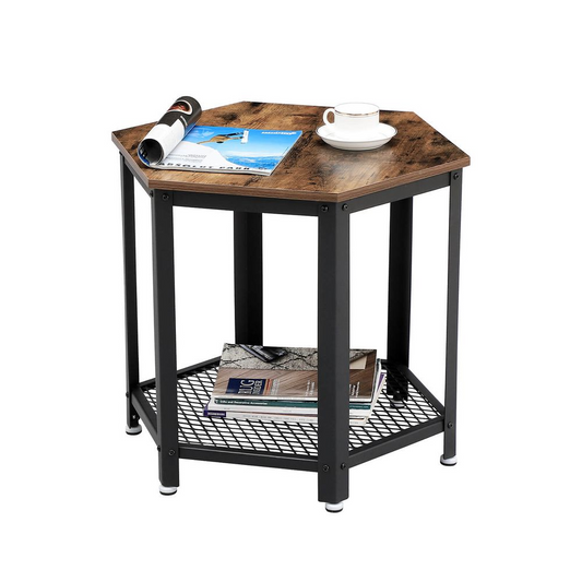 Brand New Side Table,industrial End Table, Bedside Tablein Living Room Ofhce, Stable Metal Frame and Mesh Shelf
