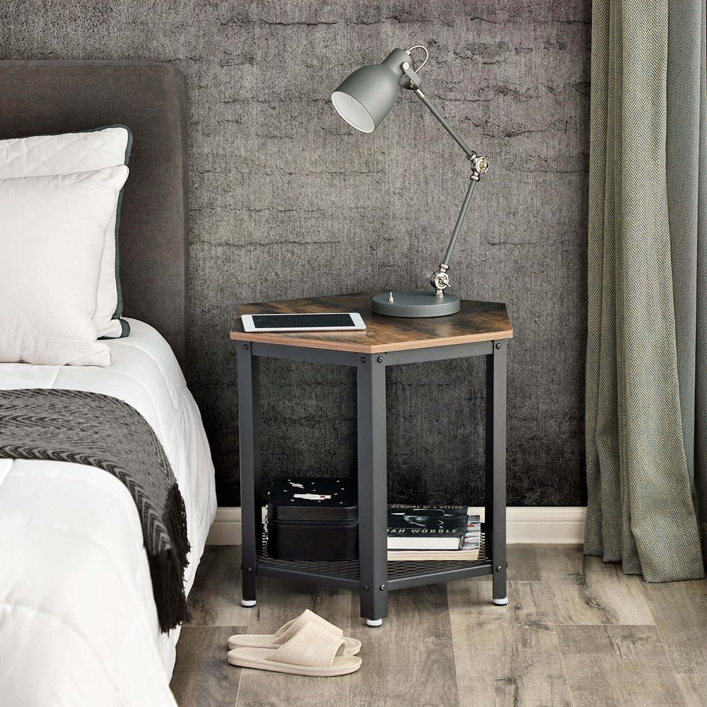 Brand New Side Table,industrial End Table, Bedside Tablein Living Room Ofhce, Stable Metal Frame and Mesh Shelf
