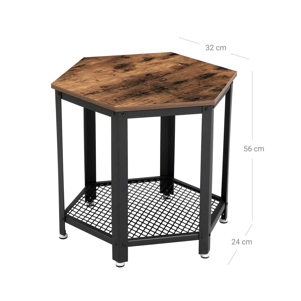 Brand New Side Table,industrial End Table, Bedside Tablein Living Room Ofhce, Stable Metal Frame and Mesh Shelf
