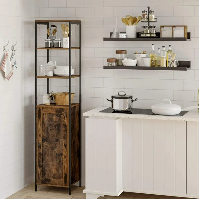 Brand New Tall Slim Cabinet Linen Tower, 5-tier Free Standing Storage Shelf Organizer Unit, -$70 each