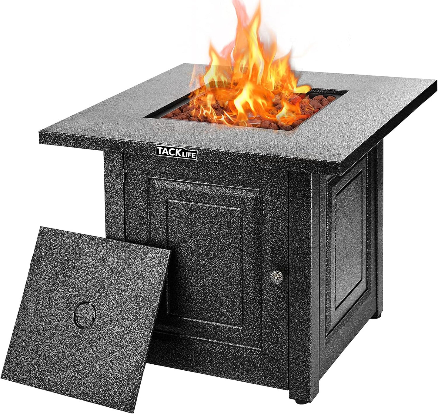 BNIB-TACKLIFEE Gas Propane Fire Pit Table,28" Outdoor Companion, Auto-Ignition, Adjustable Flame
