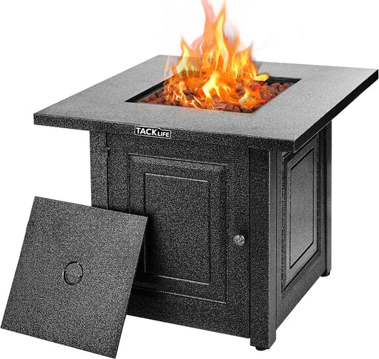 BNIB-TACKLIFEE Gas Propane Fire Pit Table,28" Outdoor Companion, Auto-Ignition, Adjustable Flame