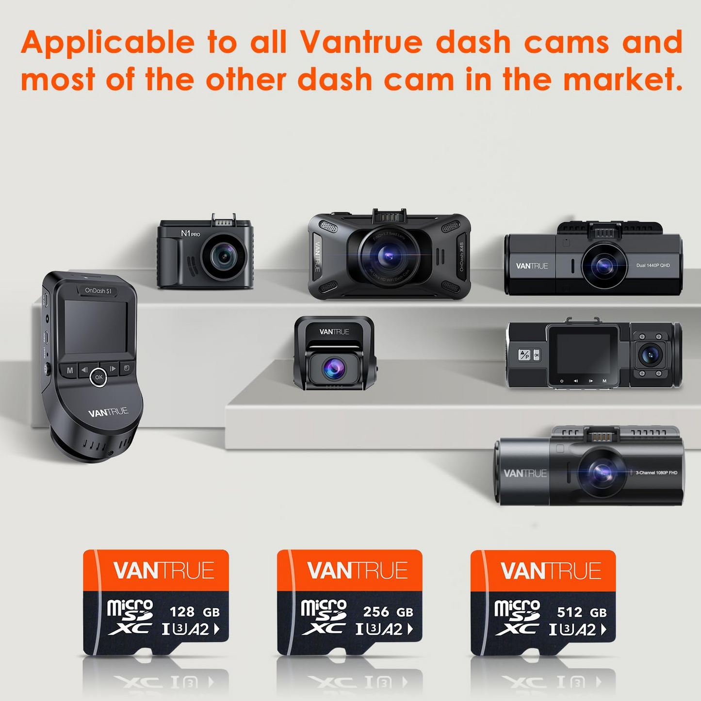 BNIB-Vantrue 256GB microSDXC Card, USH-I U3 Memory Card with Adapter Meet 4k UHD Video Recording -$55