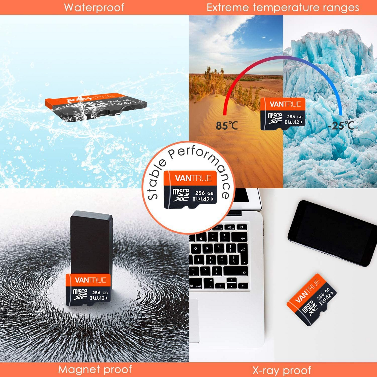 BNIB-Vantrue 256GB microSDXC Card, USH-I U3 Memory Card with Adapter Meet 4k UHD Video Recording -$55