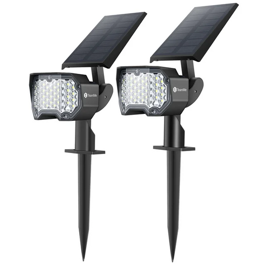 BNIB-TeamMe Solar Landscape Spotlights, 35 LEDs Outdoor Solar Lights, IP67 Waterproof, (2 Pack)