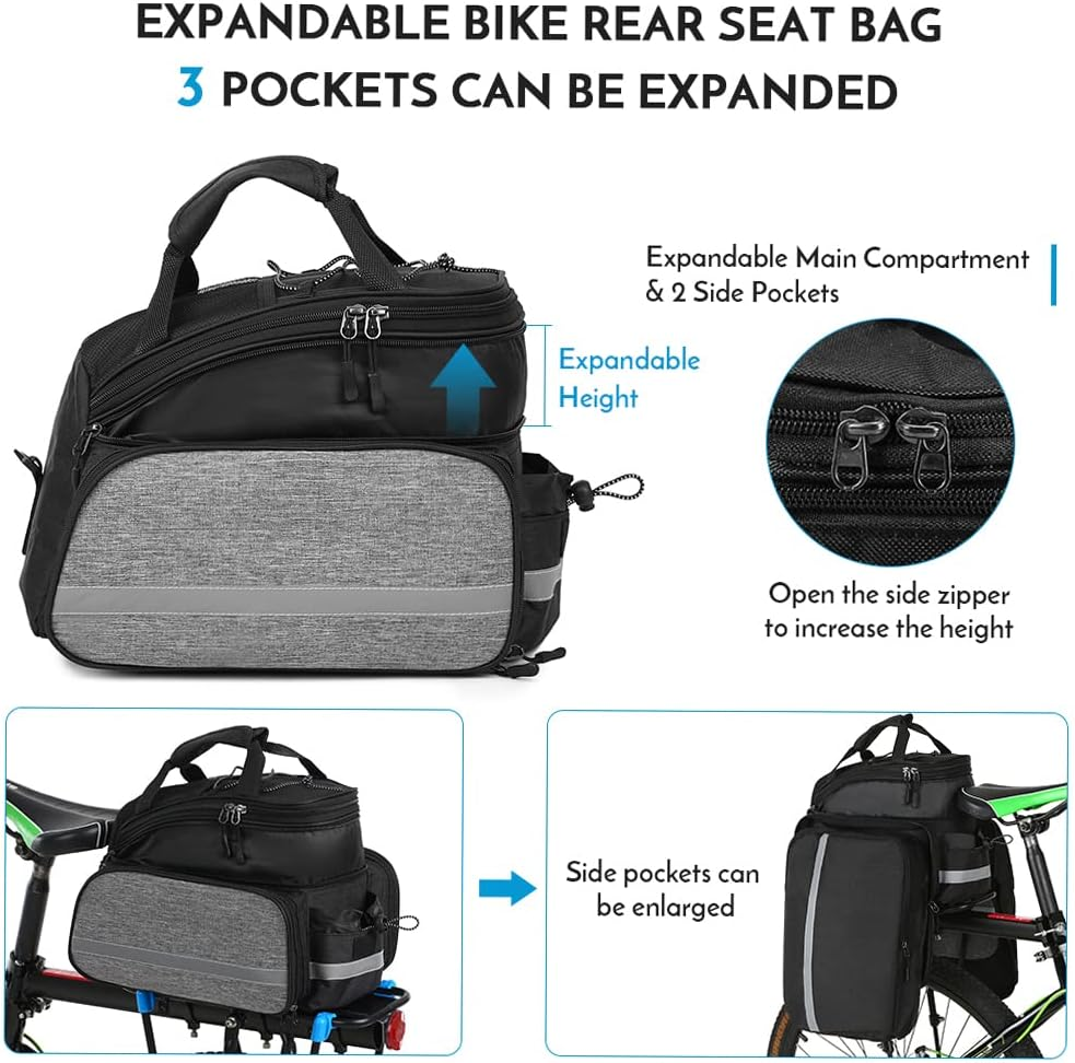 Brand New-Bike Pannier, Bicycle Rear Seat Bag Multifunction Expandable Waterproof