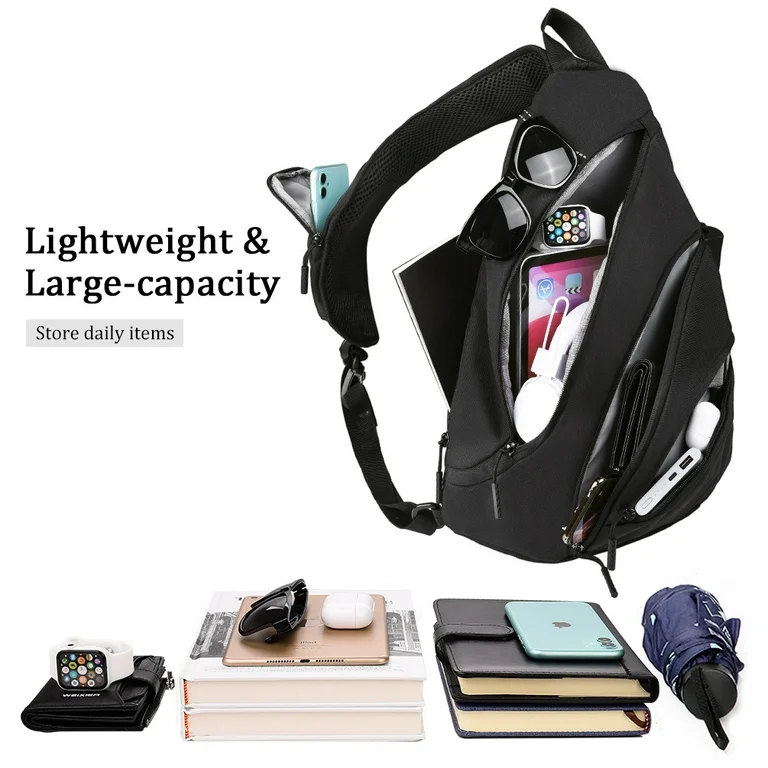 Brand New Vbiger Sling Bag Chest Shoulder Backpack Crossbody Bag with RFID Blocking Pocket, Black , -$25