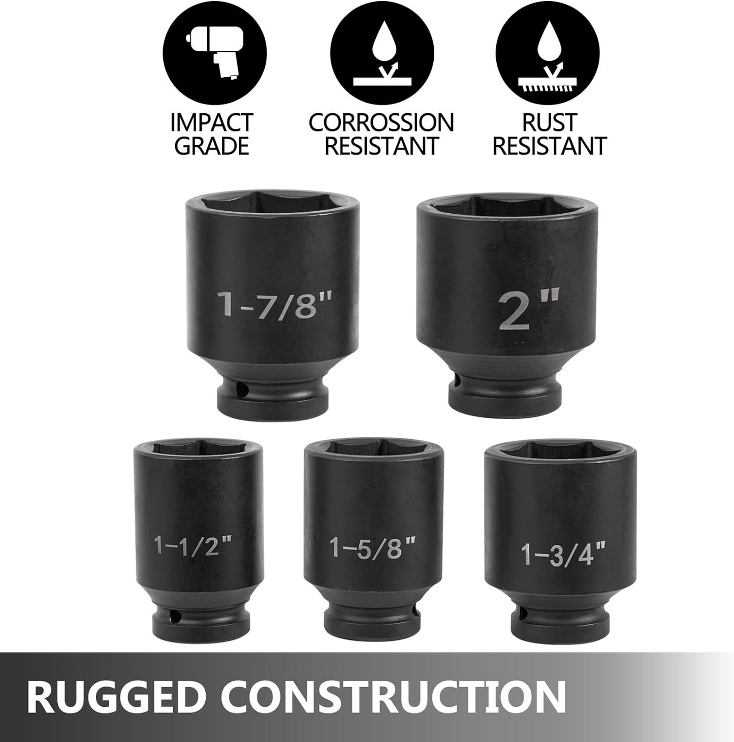 BNIB-VEVOR Impact Socket Set 3/4 In 22 Piece Standard Impact Sockets, Impact Standard SAE Sizes 13/16 In to 2 In
