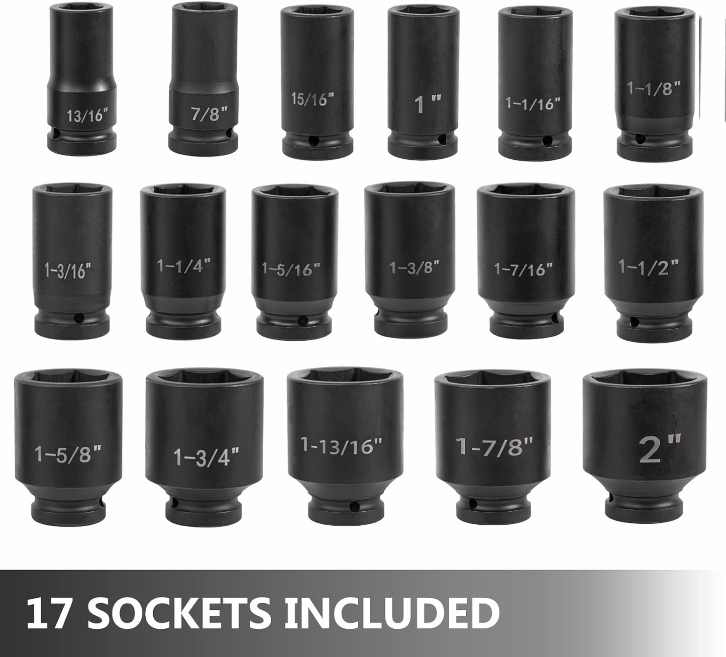 BNIB-VEVOR Impact Socket Set 3/4 In 22 Piece Standard Impact Sockets, Impact Standard SAE Sizes 13/16 In to 2 In