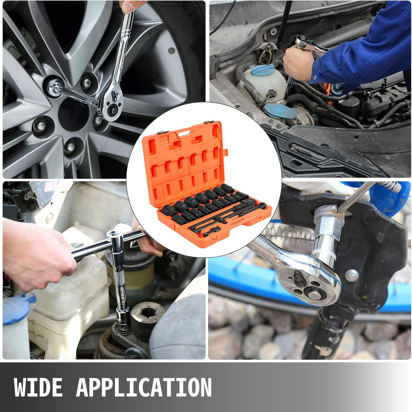 BNIB-VEVOR Impact Socket Set 3/4 In 22 Piece Standard Impact Sockets, Impact Standard SAE Sizes 13/16 In to 2 In