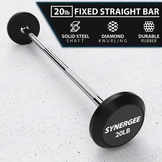 Brand new，Barbell Pre Weighted Straight Steel Bar with Rubber Weights - Fixed Weight, 20LBS