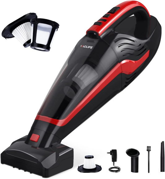 BNIB-VacLife Cordless Handheld Vacuum Cleaner for Car & Home, Rechargeable w/Motorized Brush,Reusable Filter & LED Light