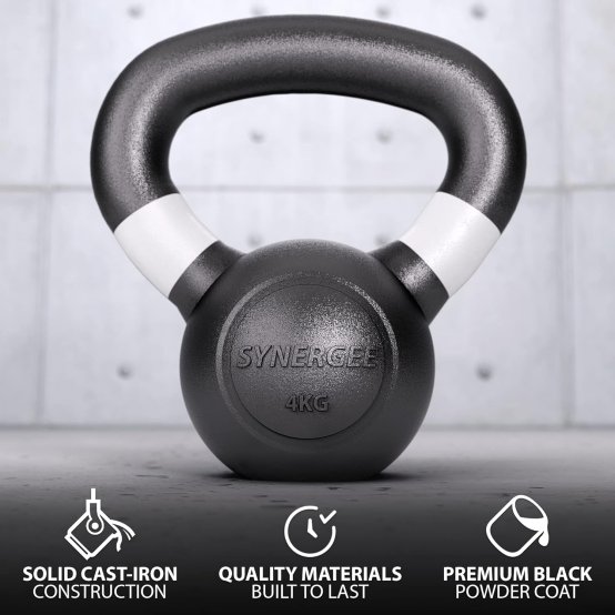 Brand New Synergee Cast Iron Kettlebells Black Matte Kettlebell Weights for Strength Training