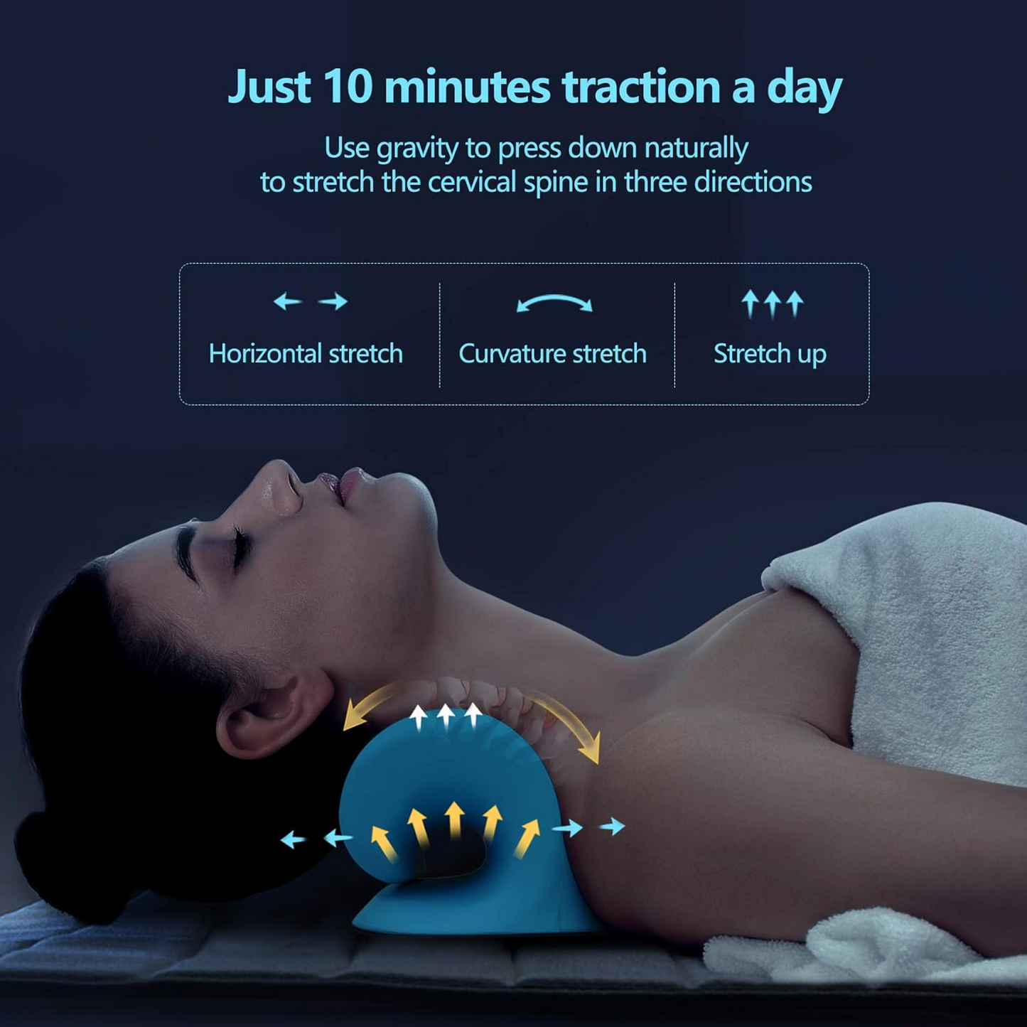BNIB-Neck Stretcher for Neck Pain Relief, Relaxer Cervical Spine Alignment Chiropractic Pillow (Blue)