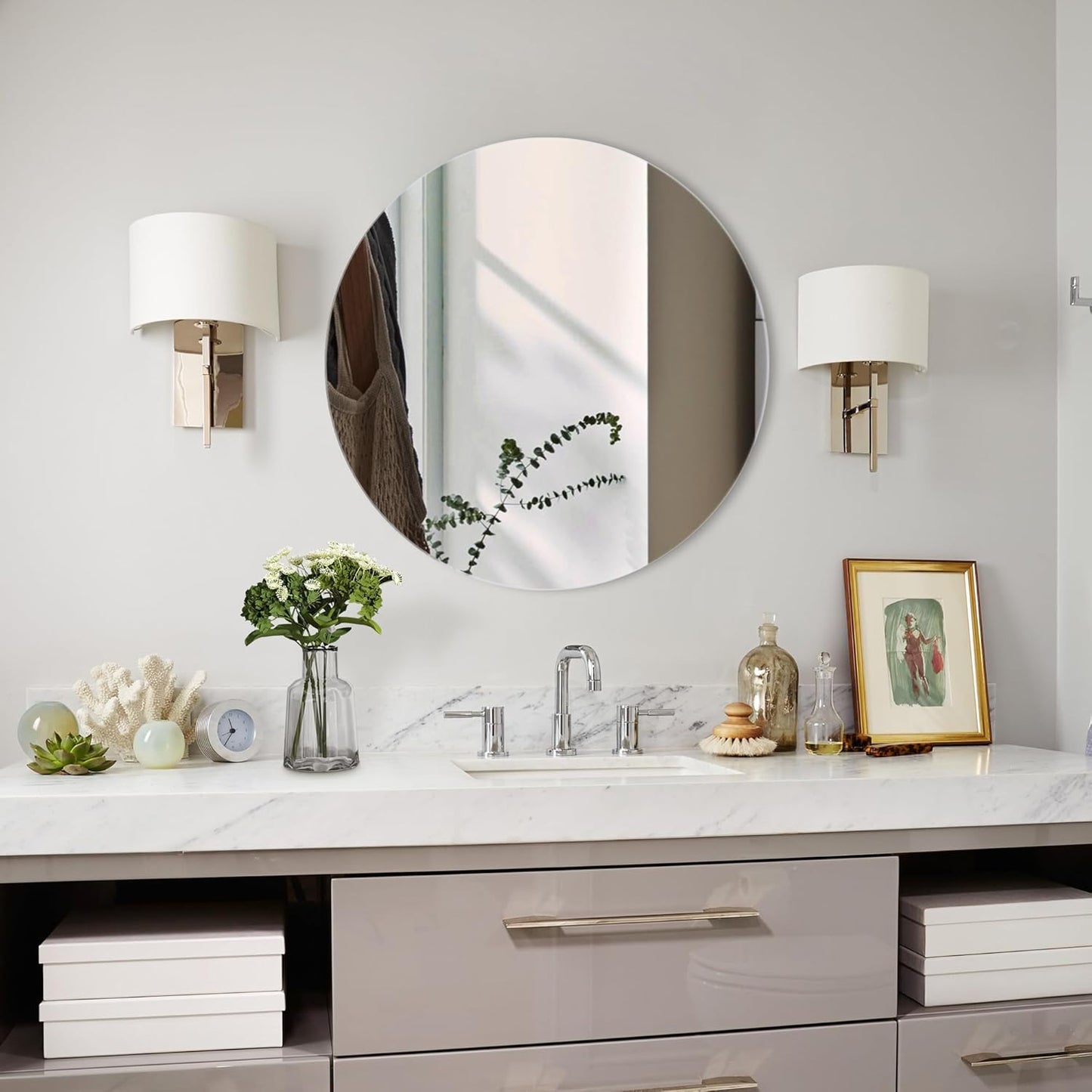 BNIB-Arcus Home LED Backlit Frameless Round Wall Mirror 26" x26"