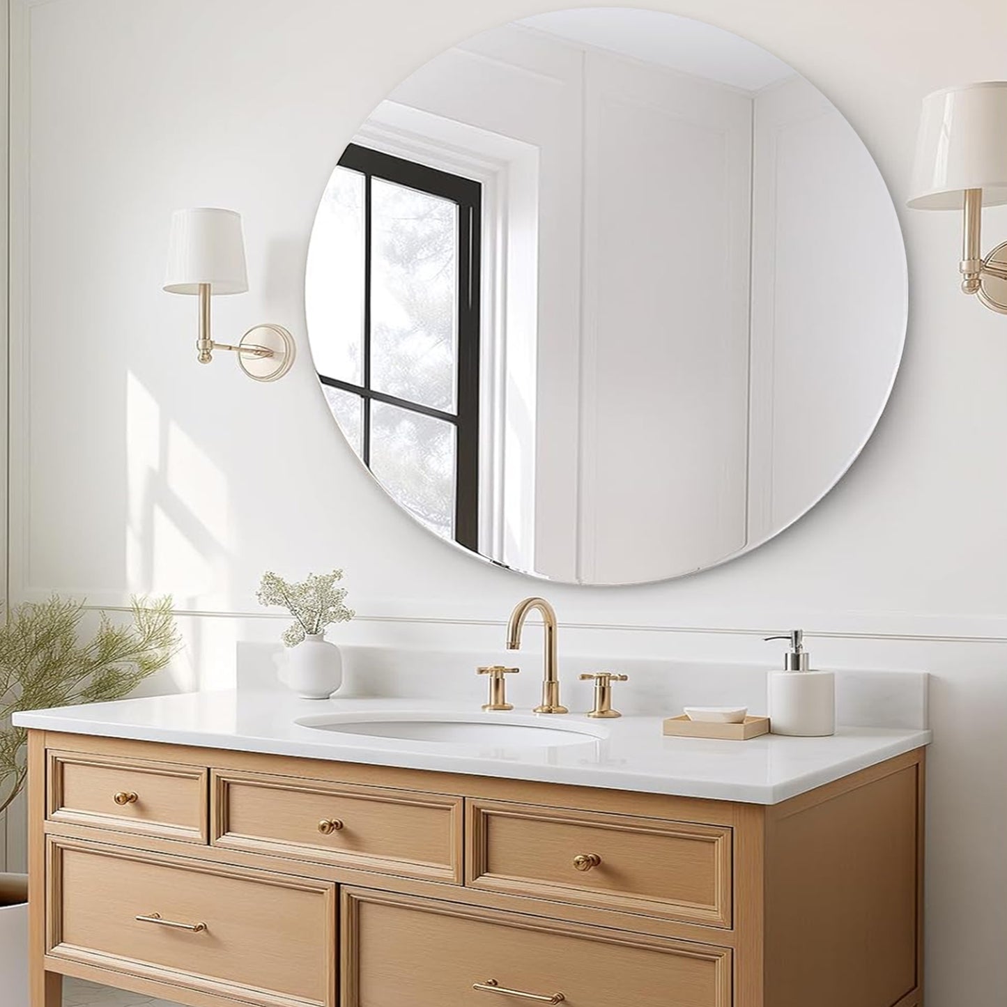 BNIB-Arcus Home LED Backlit Frameless Round Wall Mirror 35.75" x 35.75"