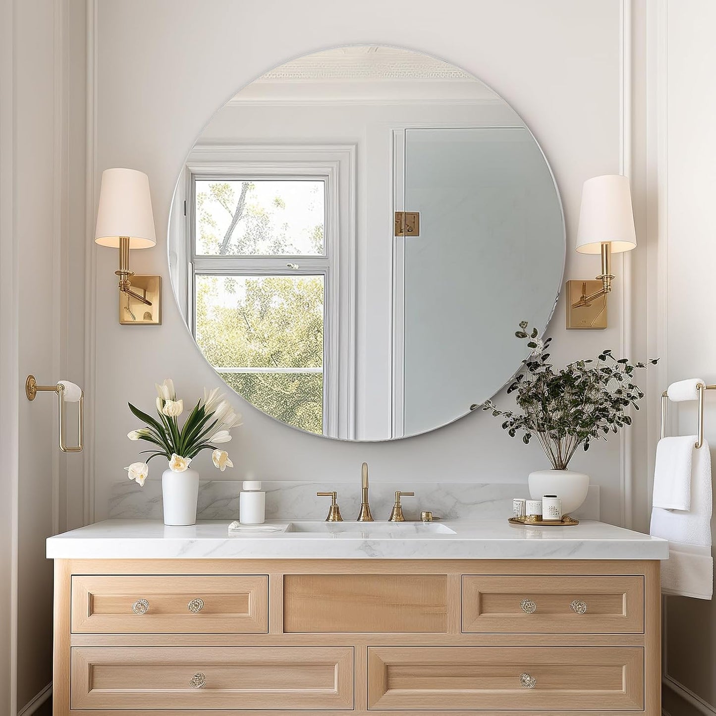 BNIB-Arcus Home LED Backlit Frameless Round Wall Mirror 35.75" x 35.75"