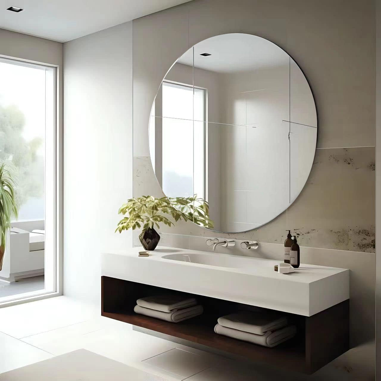 BNIB-Arcus Home LED Backlit Frameless Round Wall Mirror 35.75" x 35.75"