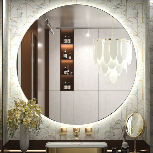 BNIB-Arcus Home LED Backlit Frameless Round Wall Mirror 35.75" x 35.75"