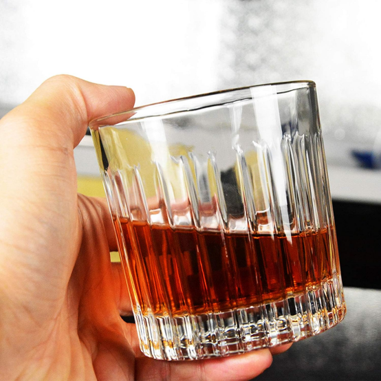 Tumblers for Drinking Bourbon, Large 8oz Lead-Free Crystal Old Fashioned Glass (250ml / Set of 4)