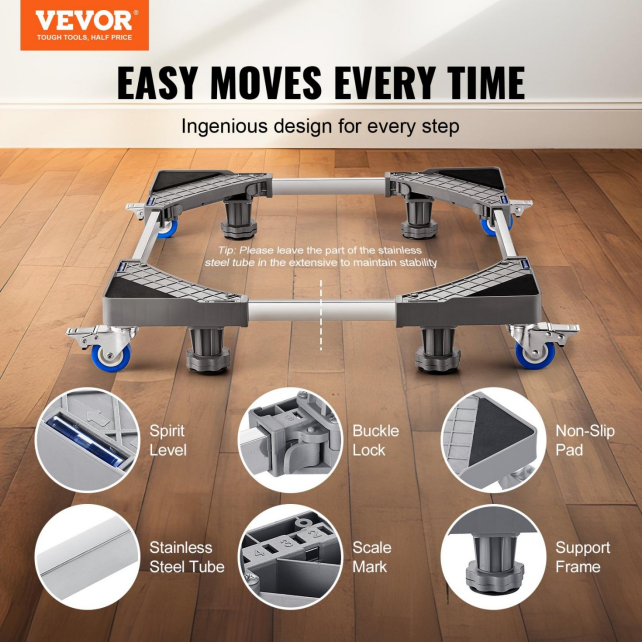 BNIB-VEVOR Mini Fridge Stand, 400 lbs Load, 4 Strong Feet, 4 Locking Swivel Wheels,Universal Mobile Base,-$40