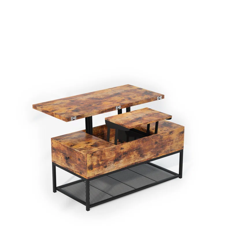 BNIB-3 in 1 Lift Top Coffee Table w/2 Drawers,Easy to Convert to Computer Desk & Dining Table-Brown