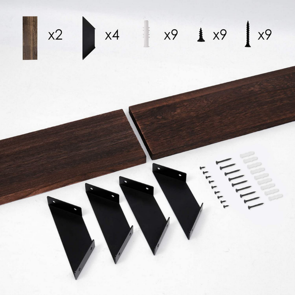 Brand New Wall mounted floating shelf Country wood Storage rack - set of 2, -$20
