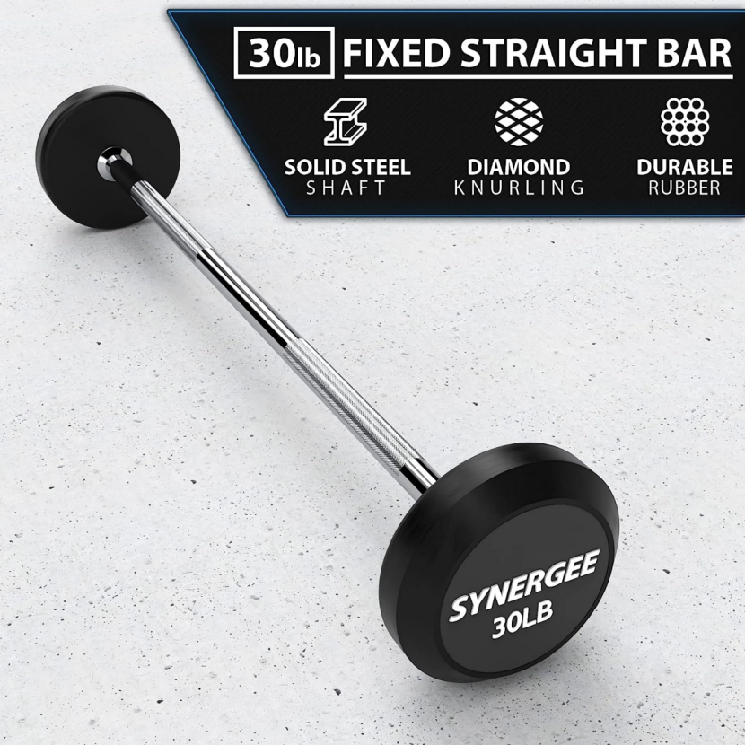 Brand new-Barbell Pre Weighted Straight Steel Bar with Rubber Weights - Fixed Weight, 30LBS, -$30