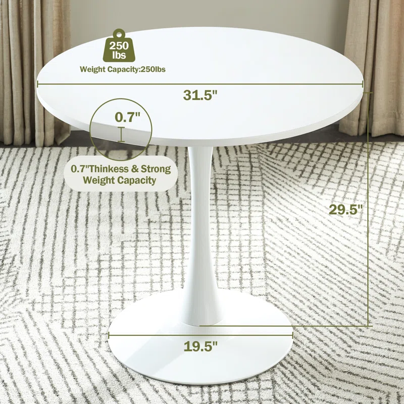 Brand New Round Metal Base Dining Table with Waterproof MDF Top