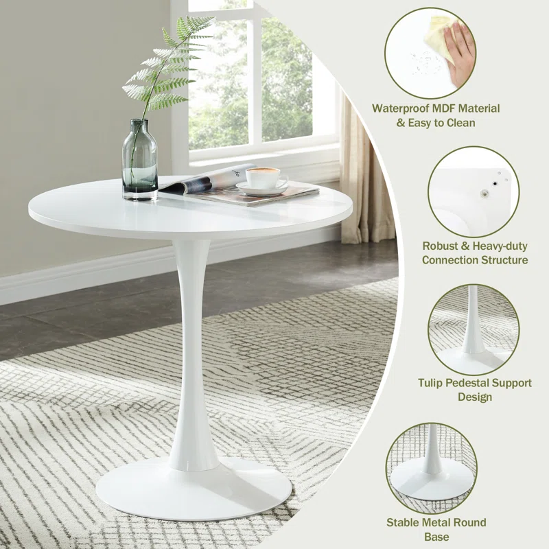 Brand New Round Metal Base Dining Table with Waterproof MDF Top