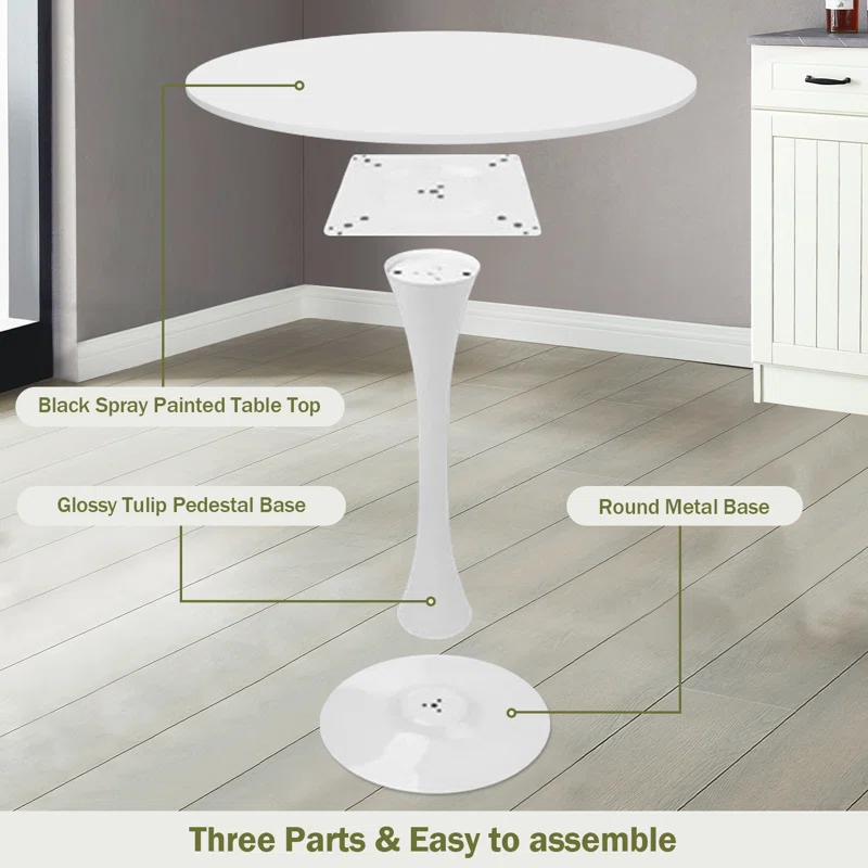 Brand New Round Metal Base Dining Table with Waterproof MDF Top