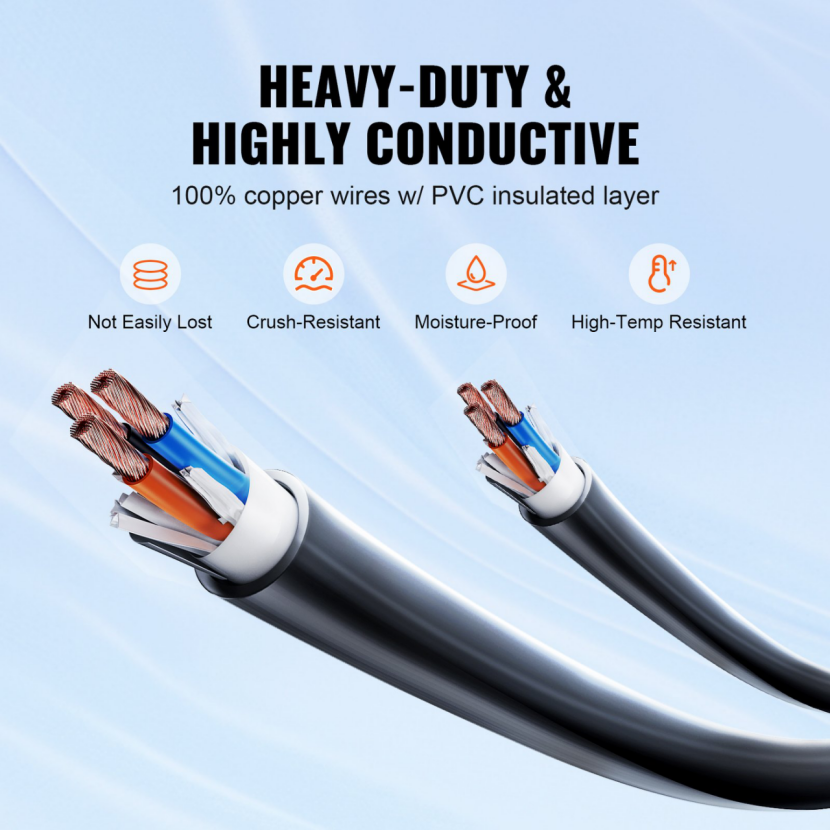 BNIB-VEVOR 50 Feet RV Power Cord, 30 Amp, Heavy Duty STW 3*10AWG Generator Cord,-$90