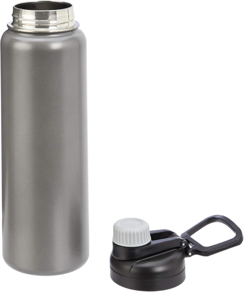 BNIB - Amazon Basics Stainless Steel Insulated Water Bottle, Spout Lid, 30 oz, Grey