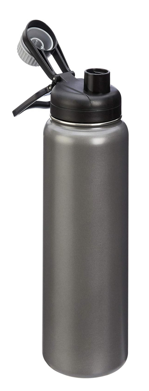 BNIB - Amazon Basics Stainless Steel Insulated Water Bottle, Spout Lid, 30 oz, Grey