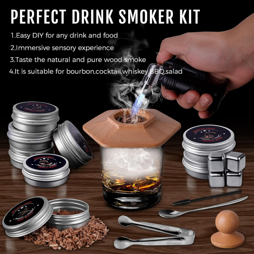 Cocktail Smoking Set, Vintage Bourbon Smoking Set 8 boxes,
