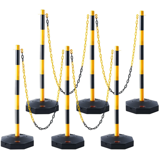 VEVOR Adjustable Traffic Delineator Post Cones, 6 Pack, Traffic Safety Delineator Barrier 8FT Chain-$50