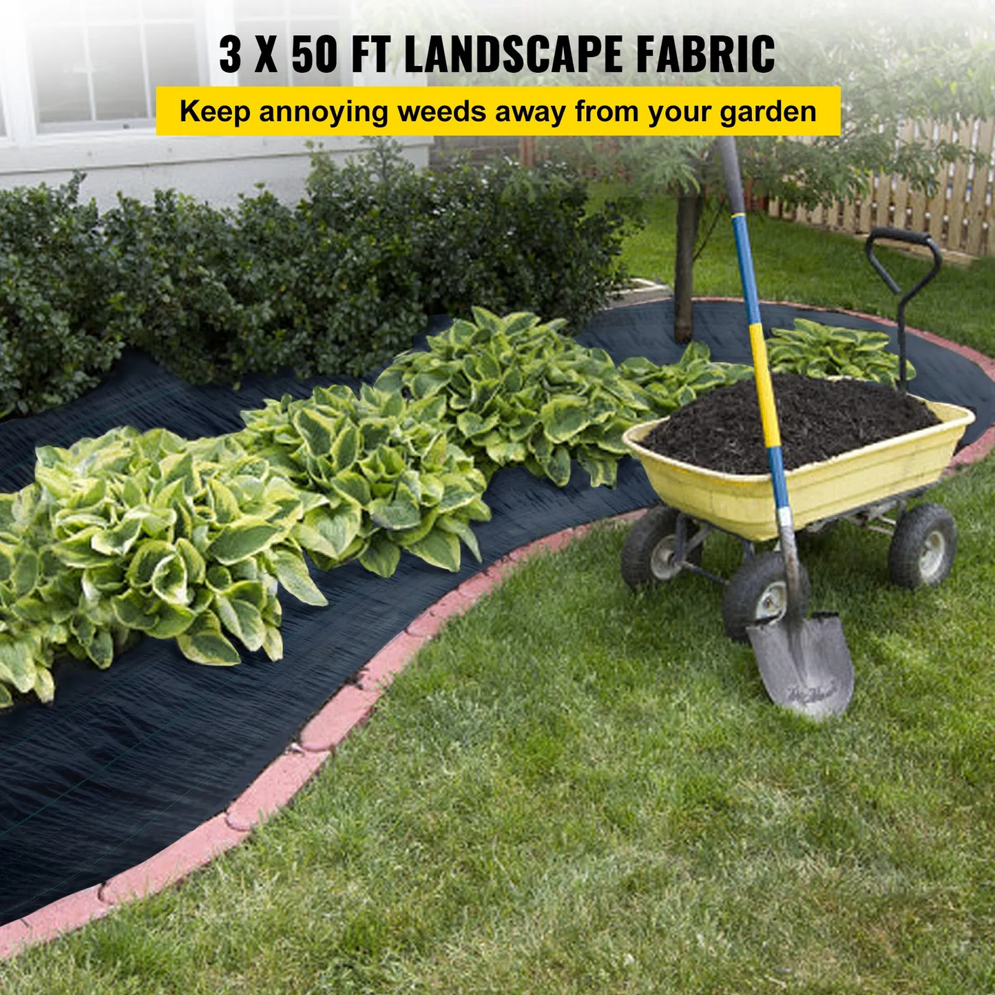 VEVOR 3FTx50FT Premium Weed Barrier Fabric Heavy Duty 5OZ, Woven Weed Control Fabric,-$25