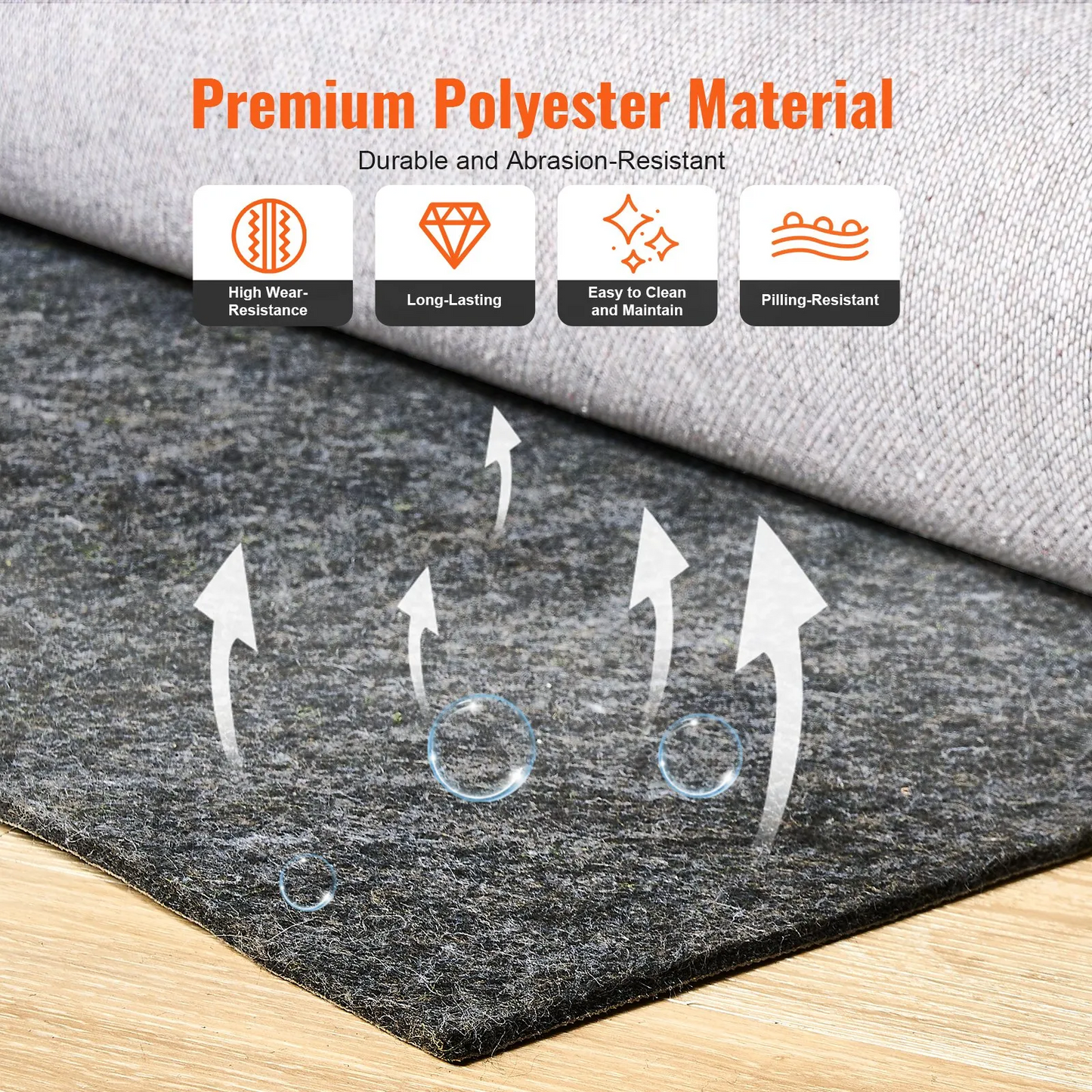 VEVOR Rug Pad Gripper 8' x 10' Protective Carpet Pad 0.47" Thick for All Floors 3.02 Reviews,-$65