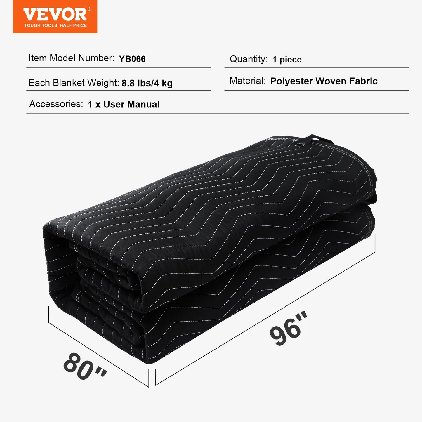 VEVOR Sound Dampening Blanket, 96" x 80", Extra Large Studio Grommeted Soundproof Blanket, -$35